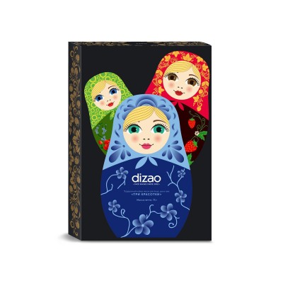 Dizao Подарочный набор масок для лица, шеи и век Три Красотки: очищение, увлажнение, лифтинг 3шт